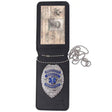 Black Leather Universal Badge & ID Holder with Lanyard