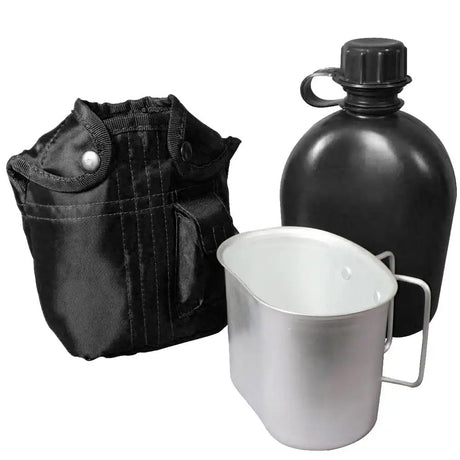 Black GI Plastic Canteen Kit with Cup and Cover