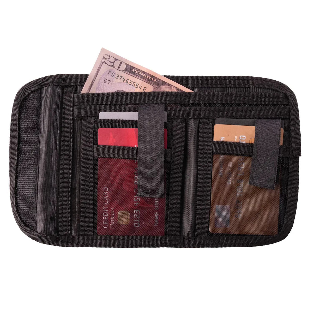 Deluxe Black Tri-Fold Wallet with Badge Holder