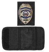 Deluxe Black Tri-Fold Wallet with Badge Holder