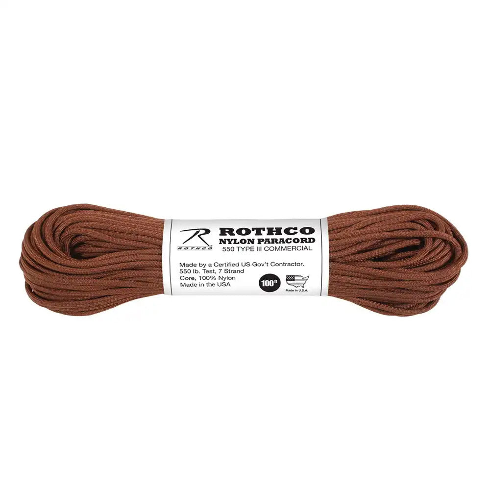 Enhanced Nylon USA Made Chocolate Brown Paracord - 100 Foot