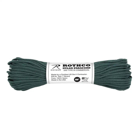 USA Made Enhanced Nylon Hunter Green Paracord - 100 Foot