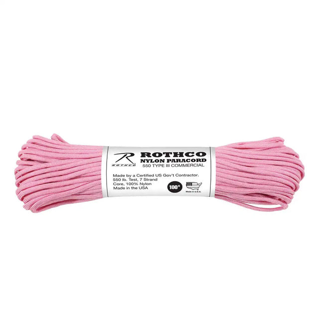 USA Made Enhanced Nylon Pink Rose Paracord - 100 Foot