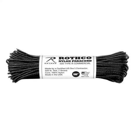 Black Reflective Military Type III 550 Paracord - 100 Feet