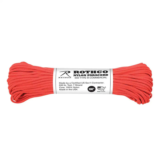 USA Made Enhanced Nylon Red Paracord - 100 Foot