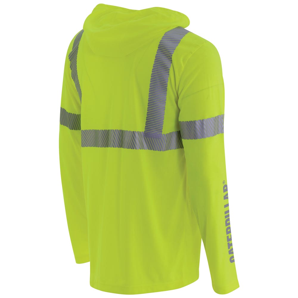 Caterpillar Class 2 Reflective Hi-Vis Hooded Long Sleeve T-Shirt