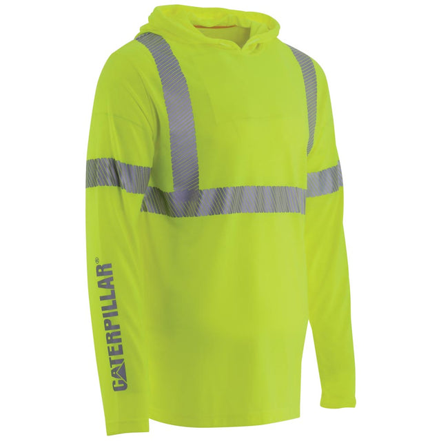 Caterpillar Class 2 Reflective Hi-Vis Hooded Long Sleeve T-Shirt