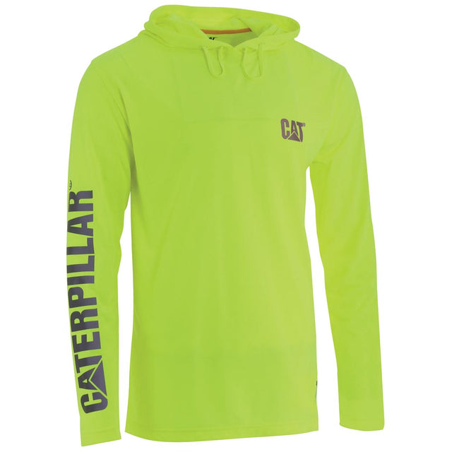 Caterpillar Reflective Logo Hi-Vis Hooded Long Sleeve T-Shirt