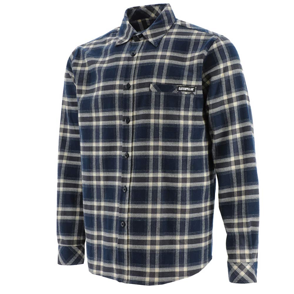 CAT Stretch Flannel Woven Plaid Buttondown Men's Shirt