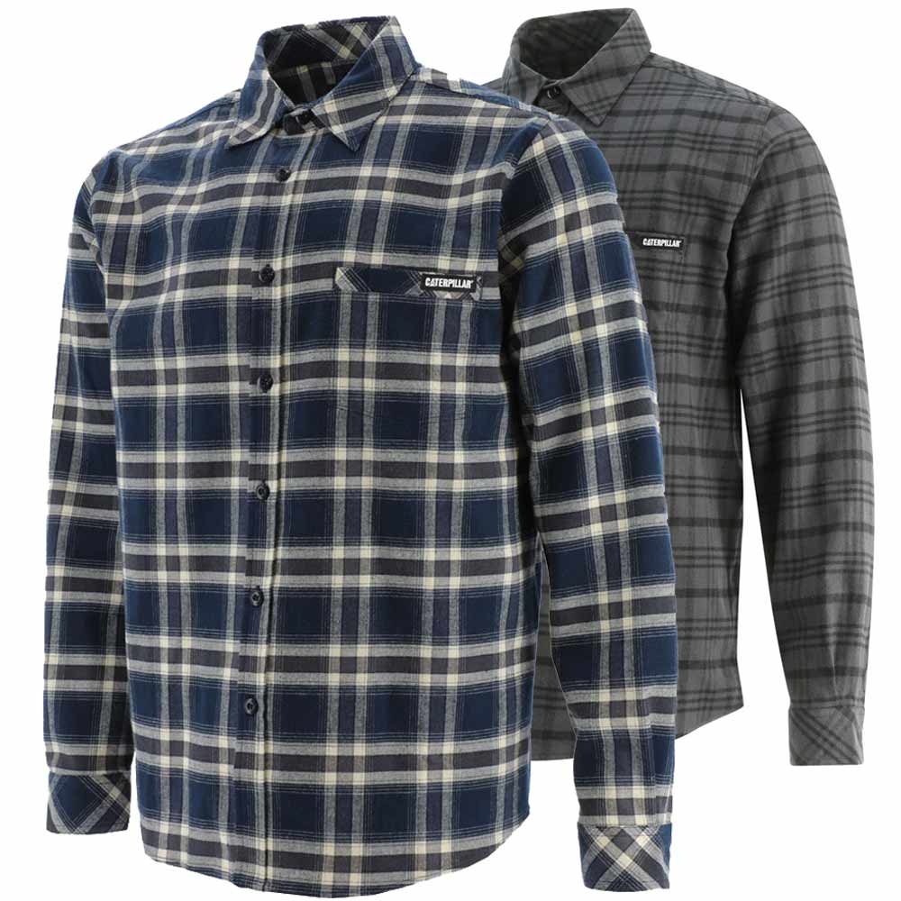 CAT Stretch Flannel Woven Plaid Buttondown Men's Shirt