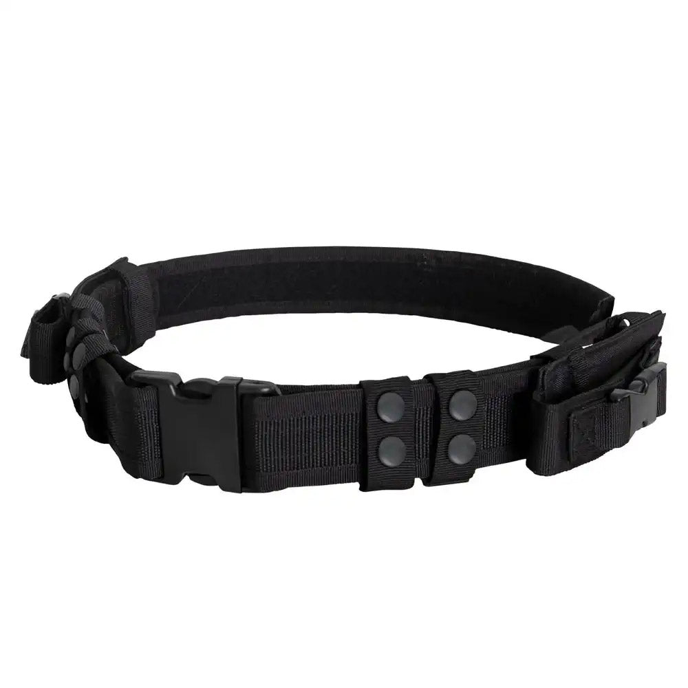 Basic Issue Black Tactical Belt with Horizontal Pouches