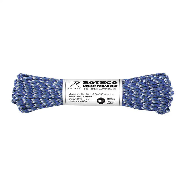 USA Made Enhanced Nylon Blue Camo Paracord - 100 Foot