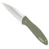 Kershaw Leek Olive Drab Plain Edge Assisted Open Folding Knife - 1660OL