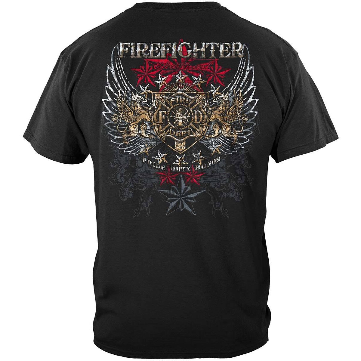 Elite Breed Pride, Duty, Honor Firefighter T-Shirt - Black