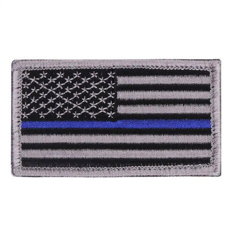 Thin Blue Line Police US Flag 3-3/8 Inch Hook and Loop Patch