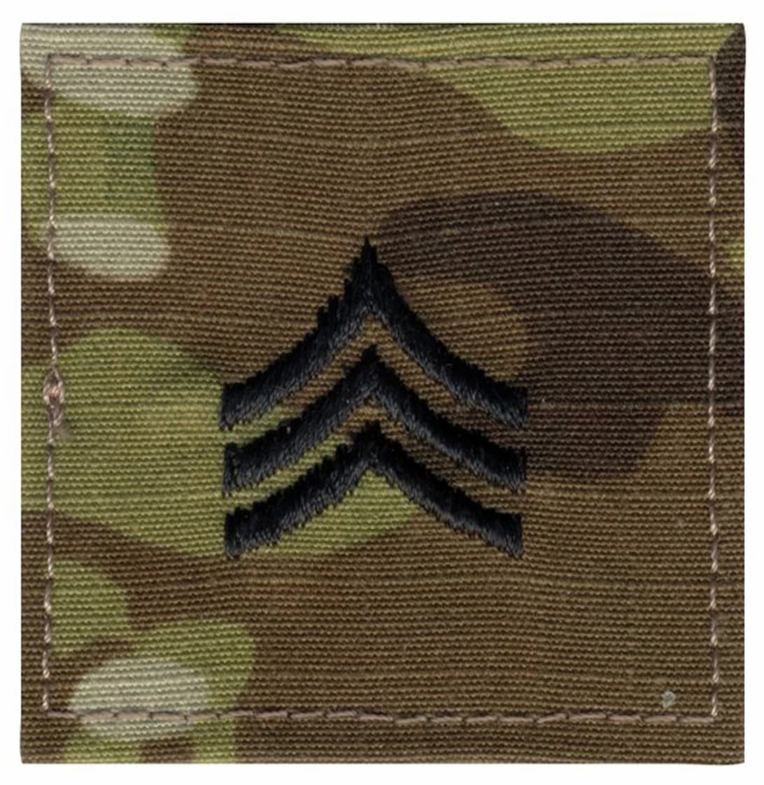 Scorpion Camo Rank Sergeant E-5 Hook & Loop Army Patch
