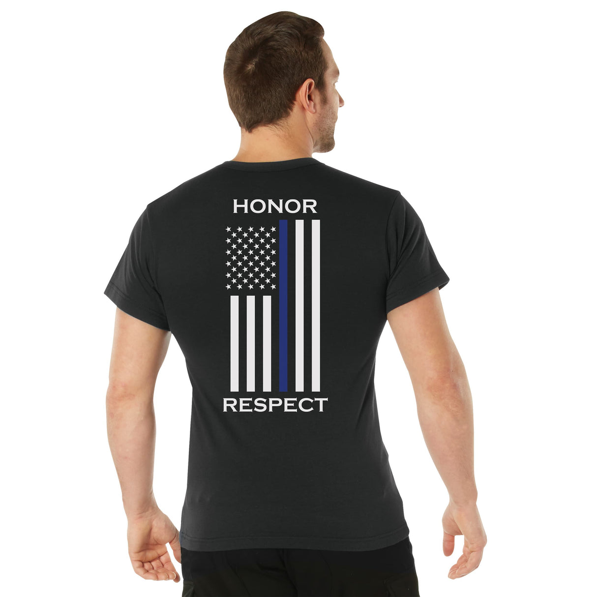 Honor and Respect Thin Blue Line Flag Black T-Shirt