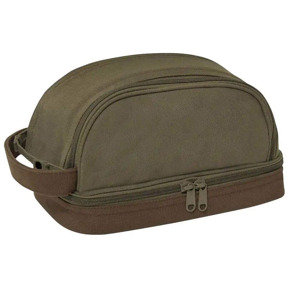 Two-Tone Dual-Compartment Canvas Dopp Kit