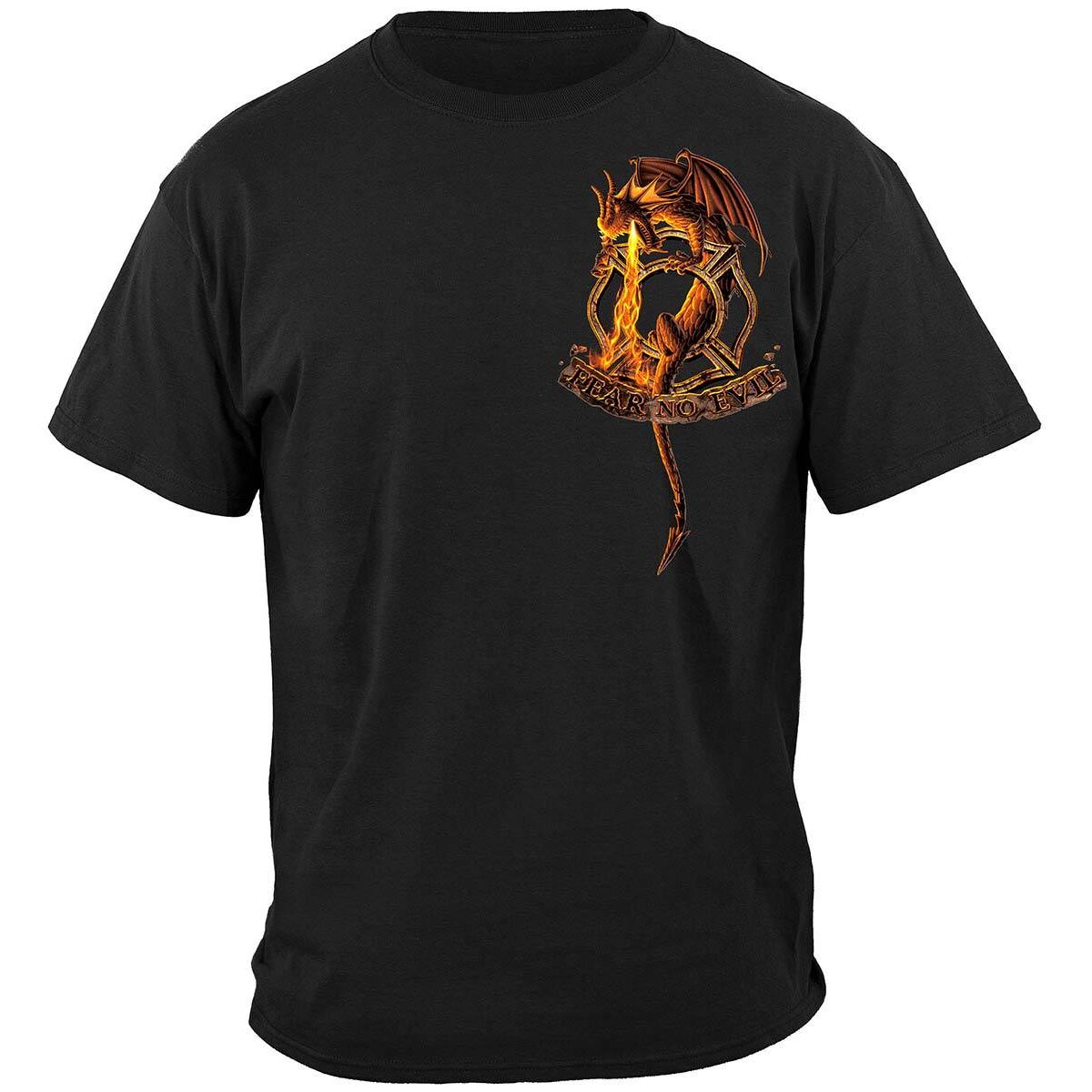 Fear No Evil Dragon Firefighters T-Shirt - Black