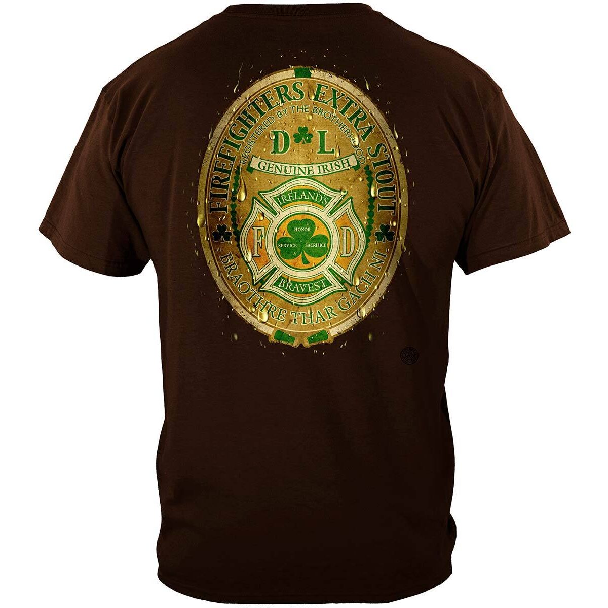 Ireland's Bravest Extra Stout Firefighters Brown T-Shirt