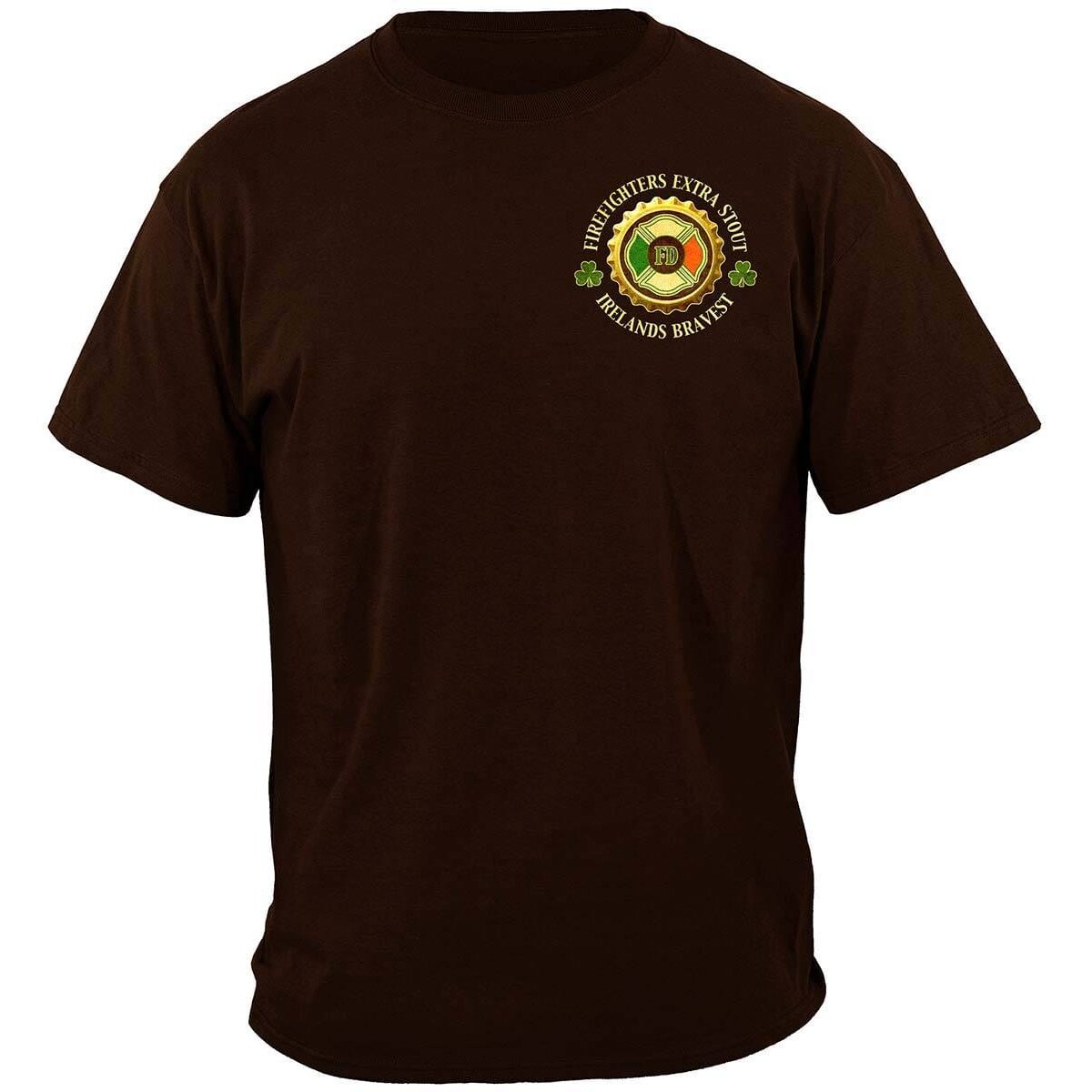 Ireland's Bravest Extra Stout Firefighters Brown T-Shirt