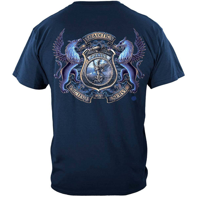 Protect and Serve Coat of Arms Police T-Shirt - Navy