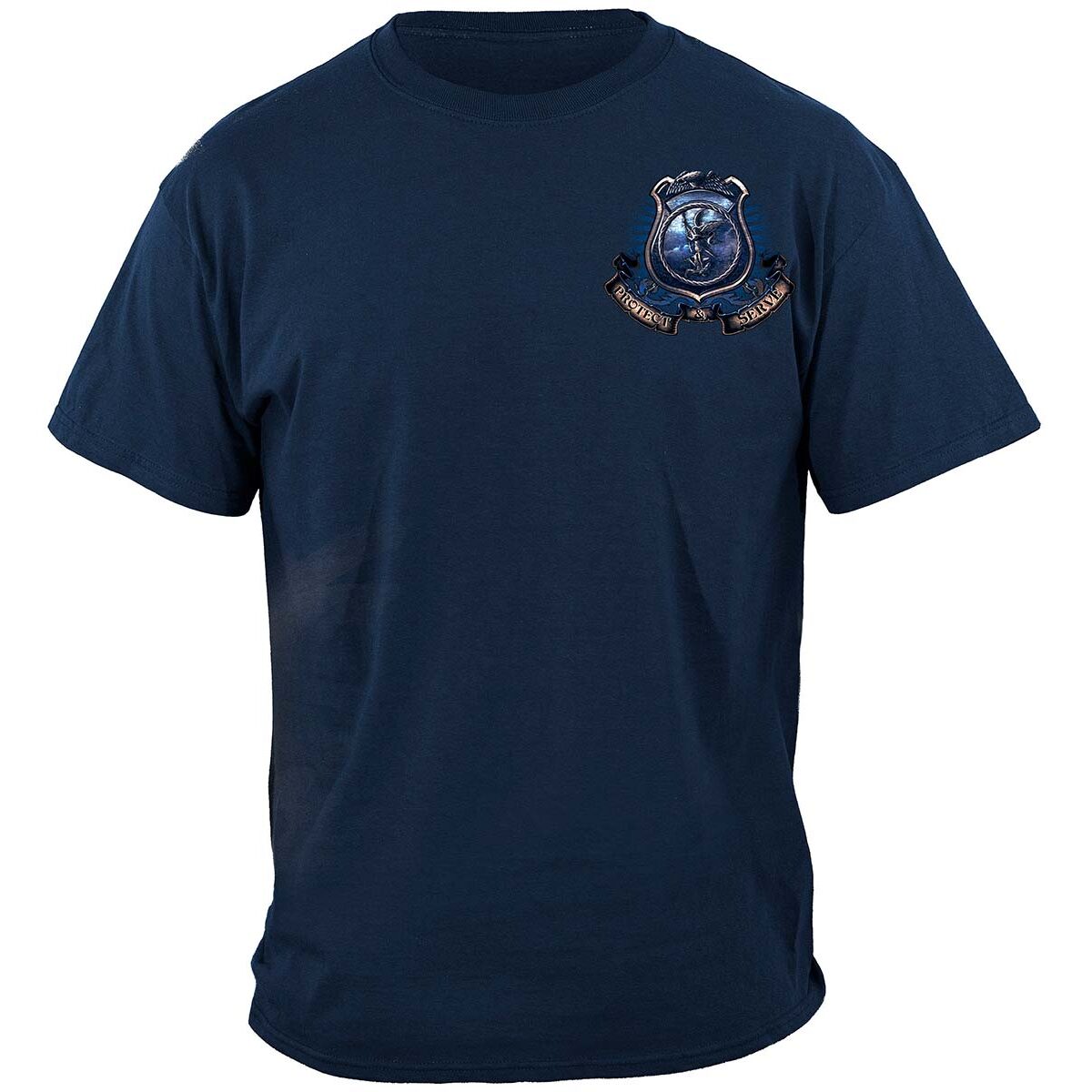 Protect and Serve Coat of Arms Police T-Shirt - Navy