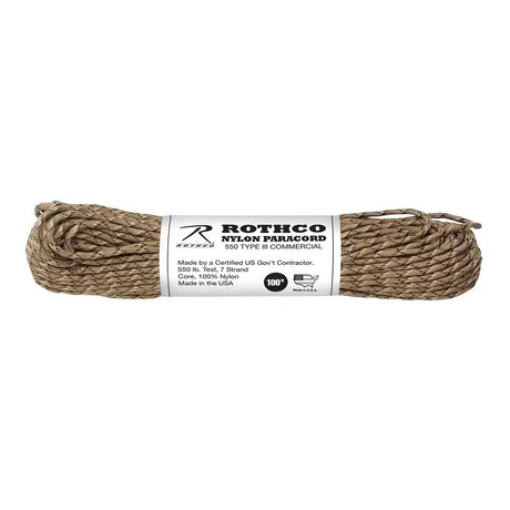 USA Made Enhanced Nylon Desert Camo Paracord - 100 Foot