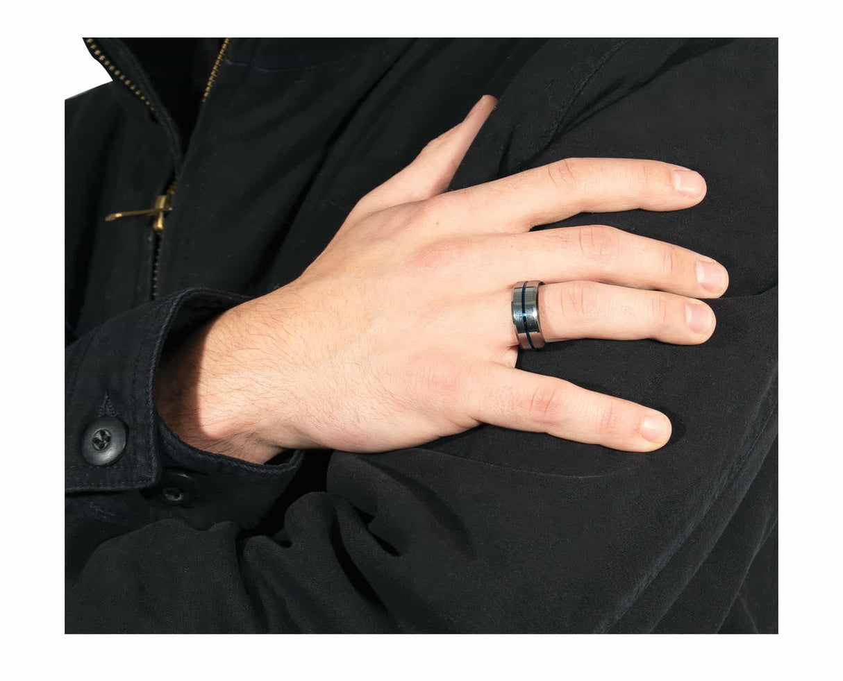 Thin Blue Line Police 8mm Tungsten Ring