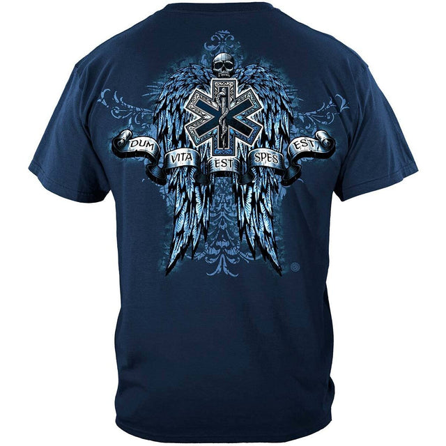 Semper Paratus Skull and Wings EMS T-Shirt - Navy
