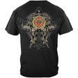 Skull and Wings Full Front and Back Firefighter T-Shirt - Black