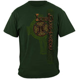 Irish Heritage Gold Cross Firefighter T-Shirt - Hunter Green