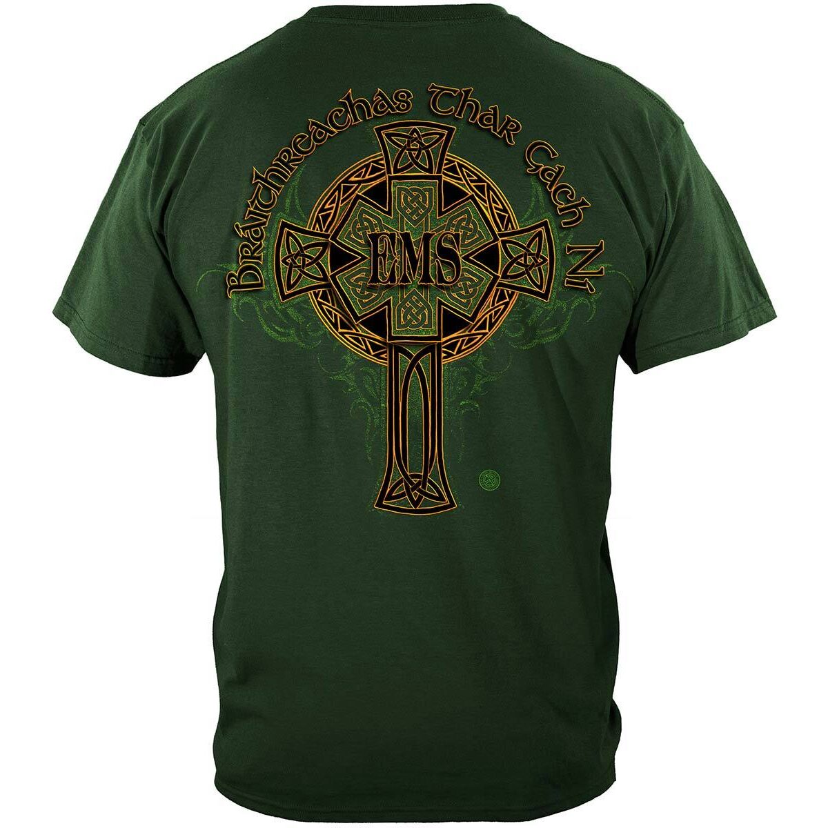 Irish Heritage Gold Cross EMS T-Shirt - Hunter Green