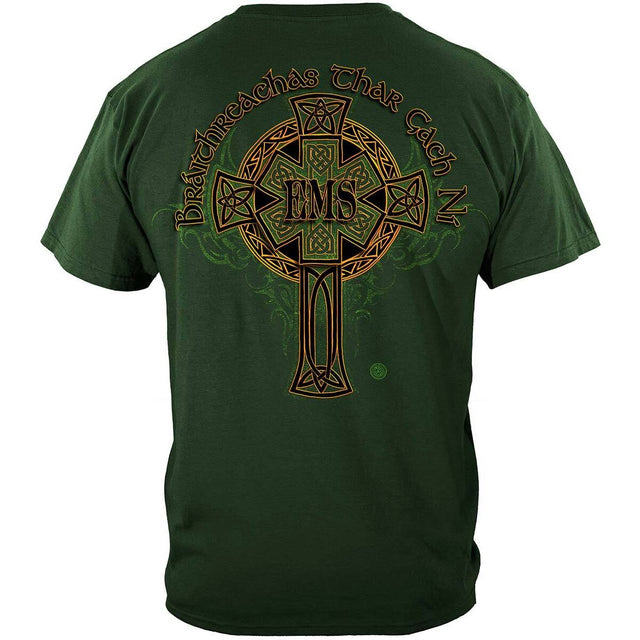 Irish Heritage Gold Cross EMS T-Shirt - Hunter Green