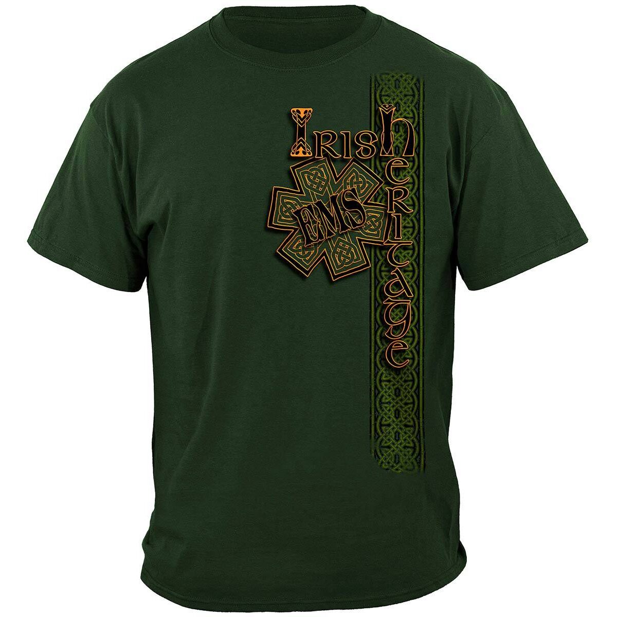 Irish Heritage Gold Cross EMS T-Shirt - Hunter Green