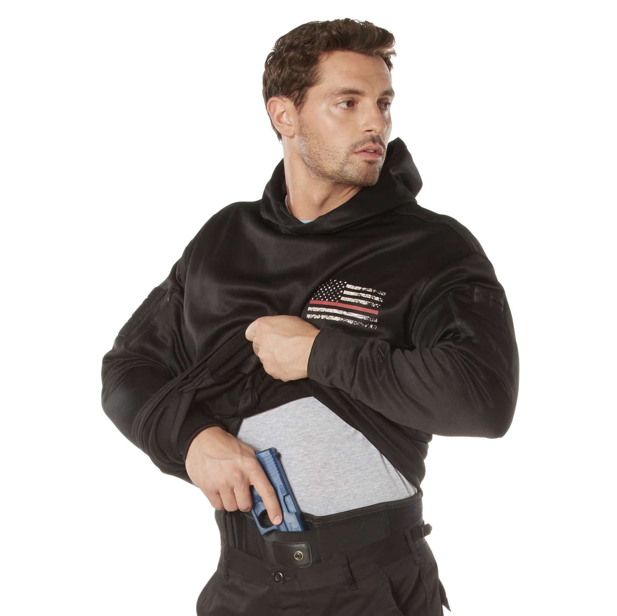 Thin Red Line Flag Concealed Carry Hooded Sweatshirt