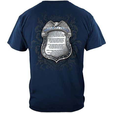 Policeman's Chrome Badge and Policeman's Prayer Blue T-Shirt