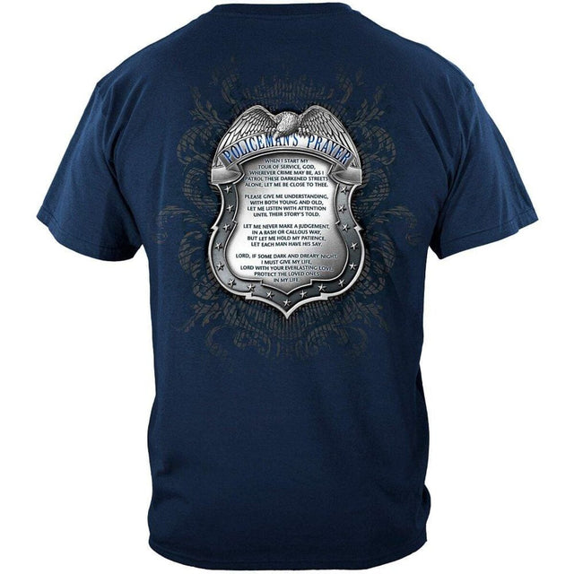 Policeman's Chrome Badge and Policeman's Prayer Blue T-Shirt