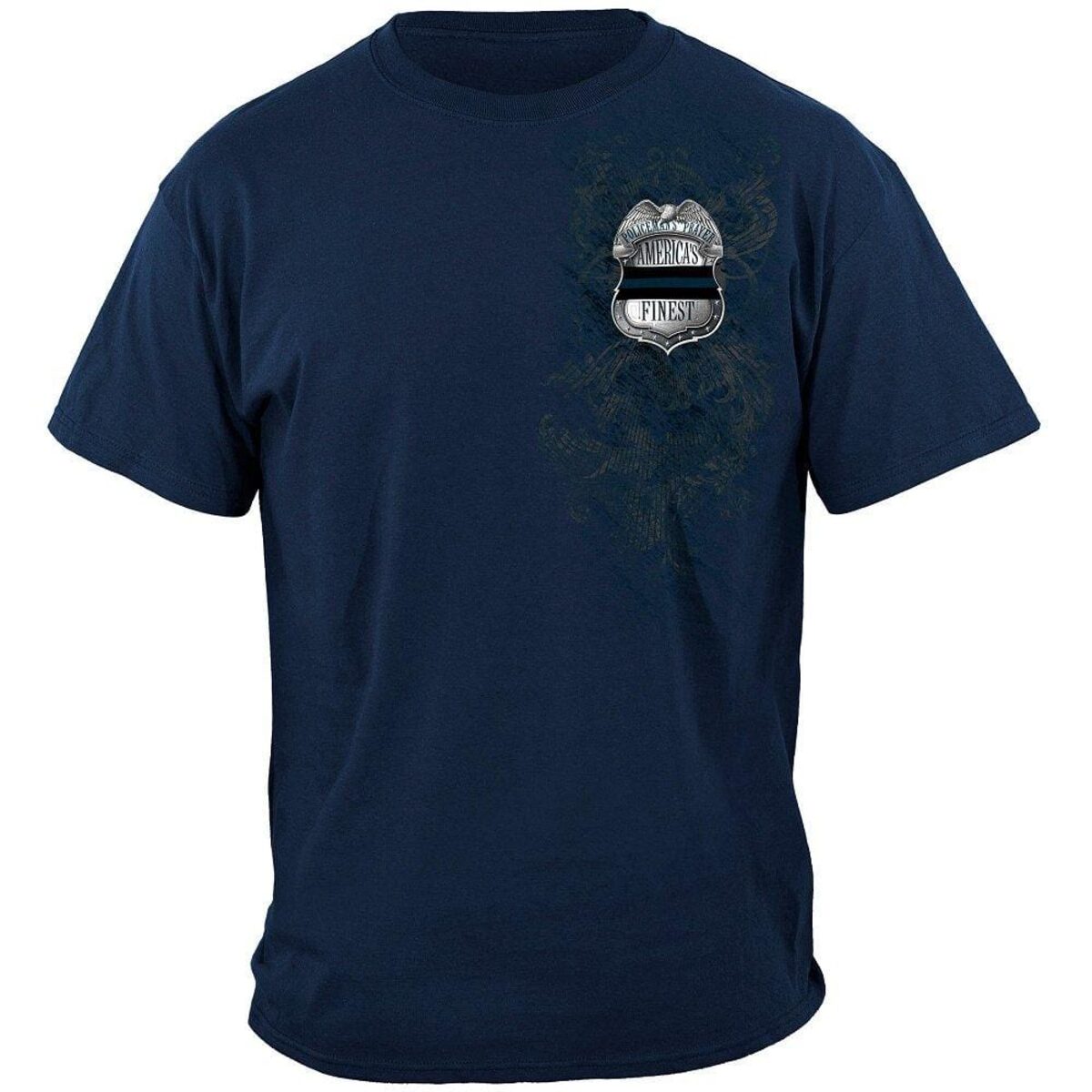 Policeman's Chrome Badge and Policeman's Prayer Blue T-Shirt