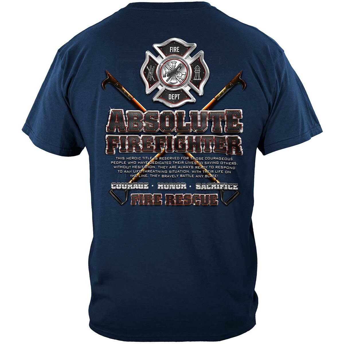 Absolute Firefighter Blue Print Navy T-Shirt