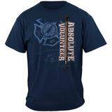 Absolute Volunteer Firefighter Blue Print Navy T-Shirt