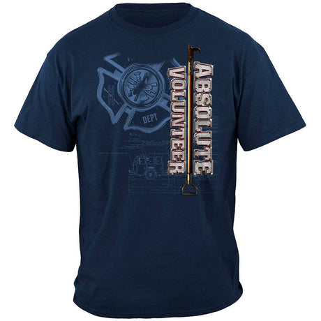Absolute Volunteer Firefighter Blue Print Navy T-Shirt