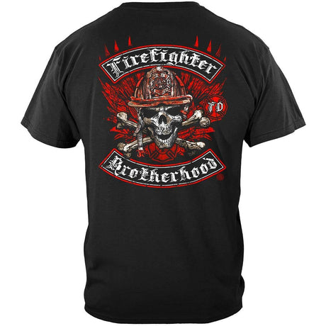 Biker Cross Bones Firefighter T-Shirt - Black