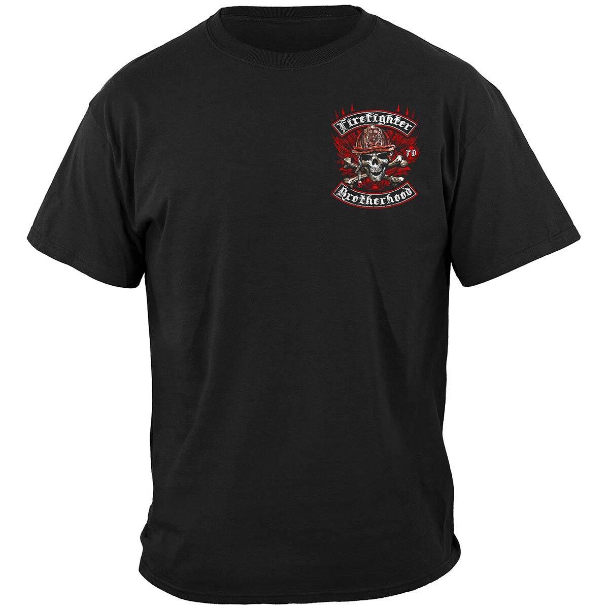 Biker Cross Bones Firefighter T-Shirt - Black