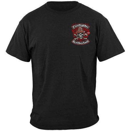 Biker Cross Bones Firefighter T-Shirt - Black