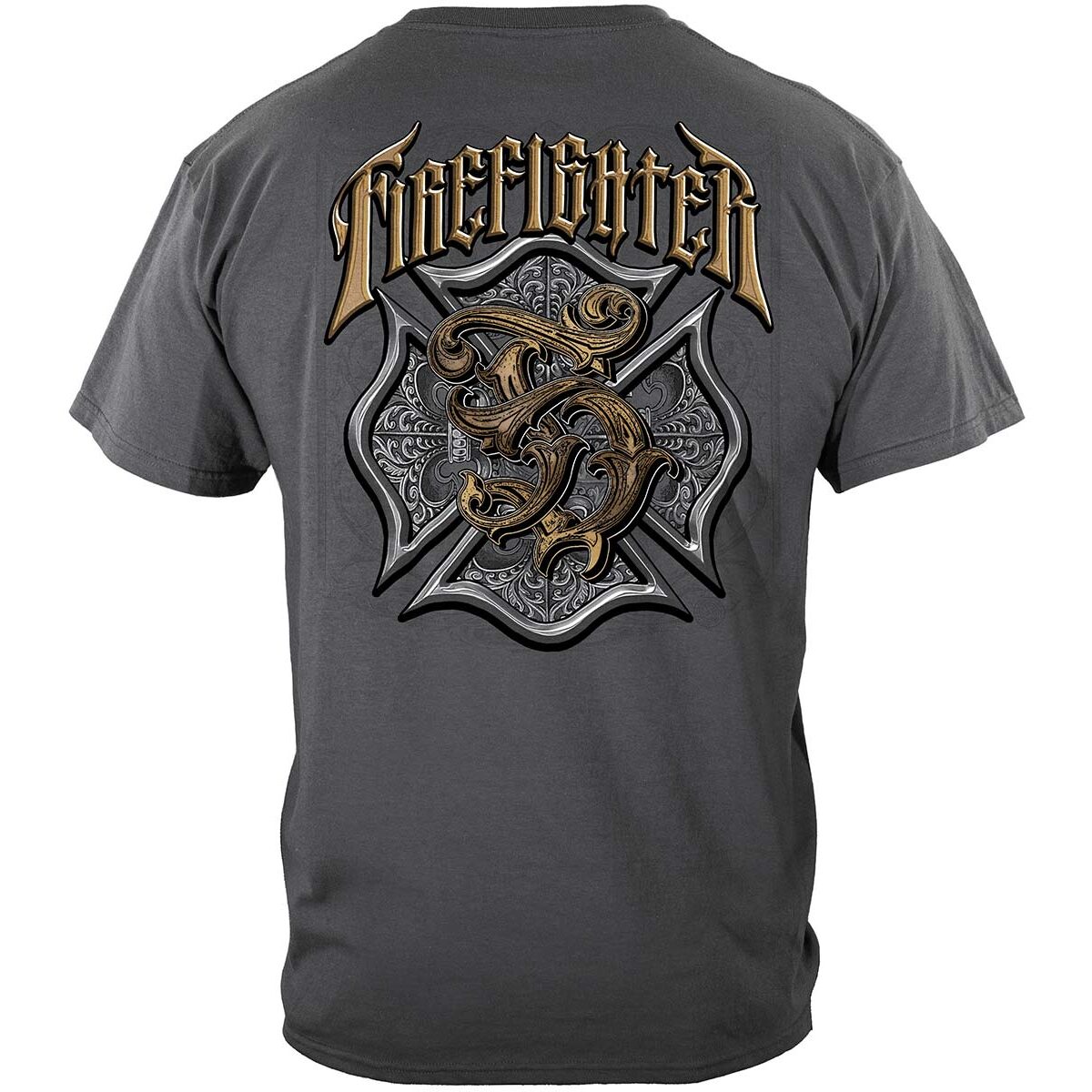 Vintage Style Firefighter T-Shirt - Gray