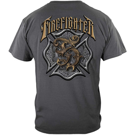 Vintage Style Firefighter T-Shirt - Gray