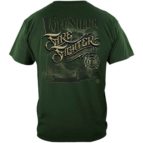 American Classic Volunteer Firefighter T-Shirt - Olive Green