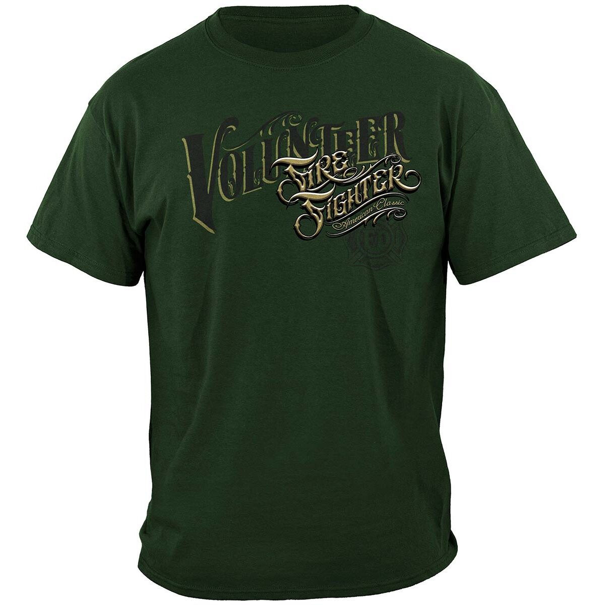 American Classic Volunteer Firefighter T-Shirt - Olive Green