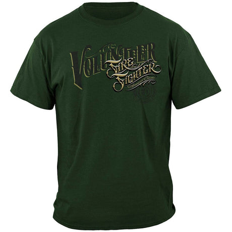 American Classic Volunteer Firefighter T-Shirt - Olive Green